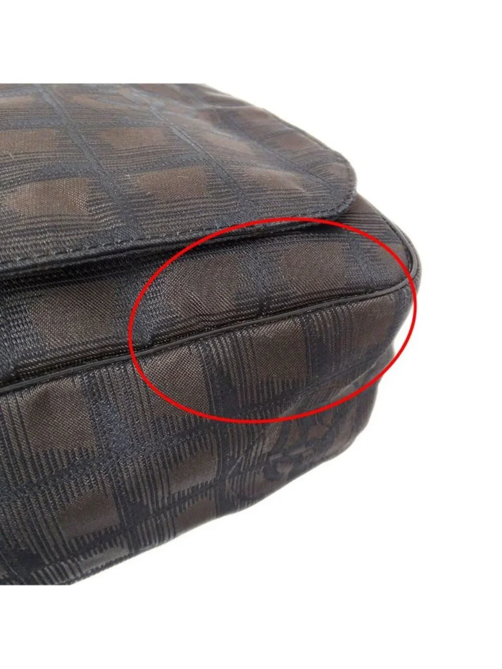 Chanel New Travel Shoulder Bag Nylon Brown Silver